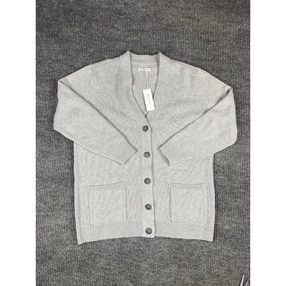 Outerknown  Sweater Small Grey Boyfriend Cardigan Merino Wool Cashmere MSRP $450